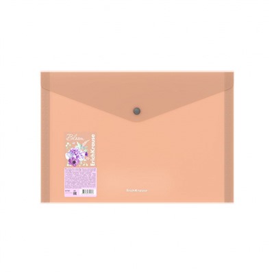Папка  4 отд. на кнопке А4 61161 Matt Pastel Bloom 61161 прозрачная, ассорти ErichKrause