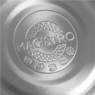 УЦЕНКА Чайник со свистком 3 л Magistro, Glow, серебро, индукция, ручка soft-touch=