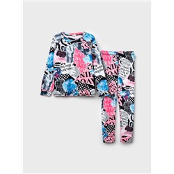 Термокомплект трикот. для девочек: фуфайка (футболка) с длин. рук, брюки