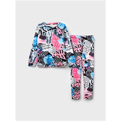 Термокомплект трикот. для девочек: фуфайка (футболка) с длин. рук, брюки