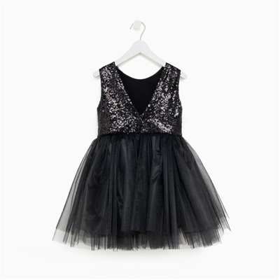 Платье детское с пайетками KAFTAN, размер 28 (86-92 см), чёрный