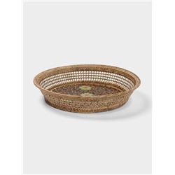 Корзина плетёная из ротанга «Цветы», 34×34×6 см, МИКС