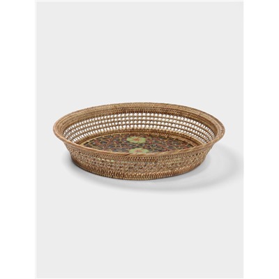 Корзина плетёная из ротанга «Цветы», 34×34×6 см, МИКС