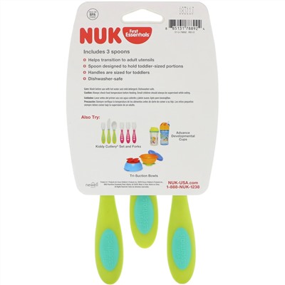 NUK, First Essentials, Kiddy Cutlery Spoons, 18+ Months, 3 Pack