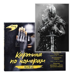 Картина по номерам 40х50 "Рыцарь средневековья" с поталью платина (9 цветов)