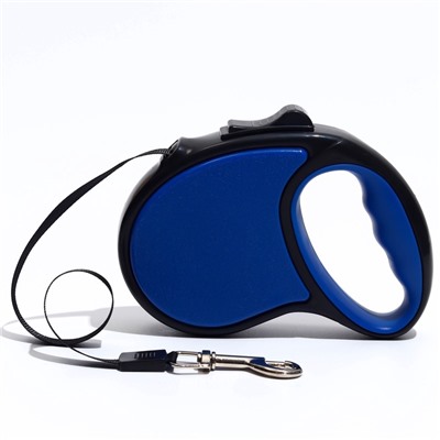 Рулетка «Стиль», под кожу, 3 м, вес животного до 15 кг, чёрно-синяя