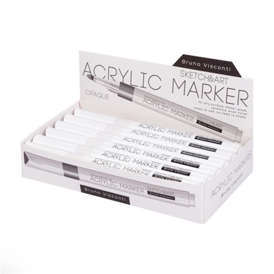 Маркер акриловый 1-3 мм "ИСКУССТВО ЭСКИЗОВ/SKETCH ART" БЕЛЫЙ 22-0132 Bruno Visconti