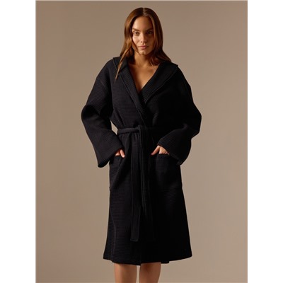 Халат вафельный женский SL HOME: Basic «Дарк Маре», размер 46-48, чёрный