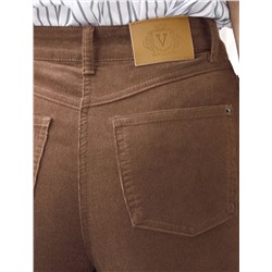 Укороченные эластичные брюки слим из микро вельвета