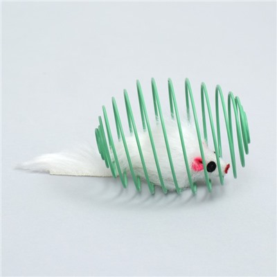 Игрушка "Мышь в шаре", 7 см, белая/зелёная