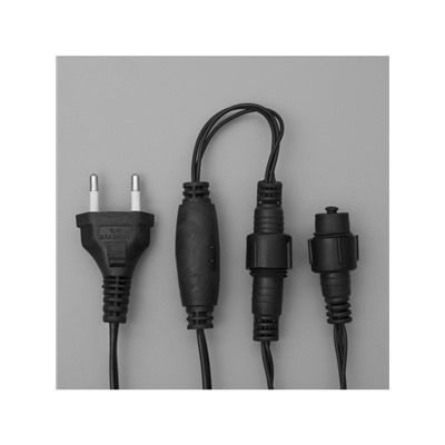 Гирлянда «Нить» 10 м, IP44, УМС, тёмная нить, 100 LED, свечение тёплое белое, мерцание белым, 220 В