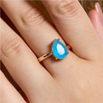 Кольцо 20 р ювелирная бижутерия коллекция "Дубай", покрытие позолота, вставка: фианиты, цвет: голубой матовый, арт.414.101-20