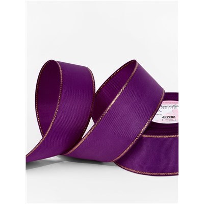 Лента репсовая, с золотым люрексом, 40 мм, 23±1 м, фиолетовая №046
