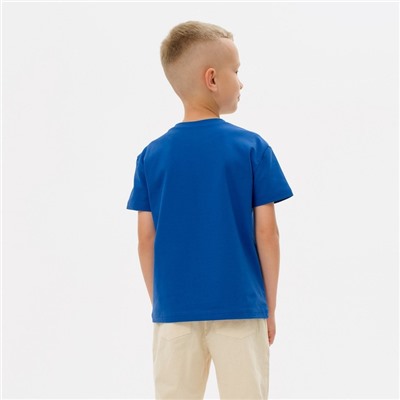 Футболка детская однотонная MINAKU: Basic line, синяя, рост 122 см