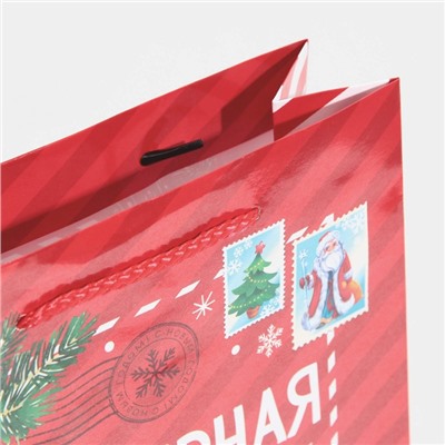 Пакет подарочный новогодний ламинированный «Полярная почта», ML 21×25×8 см