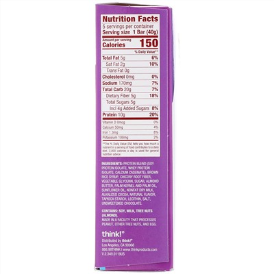Think !, Protein+ 150 Calorie Bars, Smore's, 5 Bars, 1.41 oz (40 g) Each