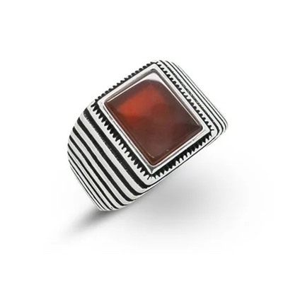 Мужское кольцо из серебра сердолик, ТМК-35