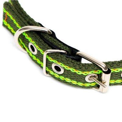 Ошейник брезентовый безразмерный двухслойный, 50×2 см, ОШ 22-45 см, хаки/зелёный
