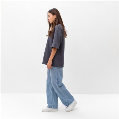 Футболка женская с нашивкой MIST Base, цвет графит, размер 42