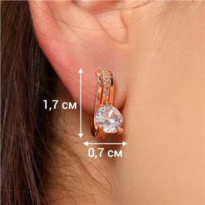 Серьги ювелирная бижутерия коллекция "Дубай", покрытие позолота, вставка: фианиты, цвет: прозрачный, арт.213.624