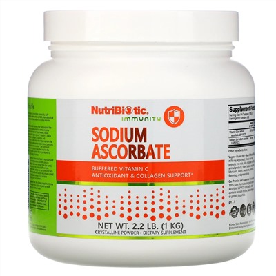 NutriBiotic, Immunity, аскорбат натрия, кристаллический порошок, 1 кг (2,2 фунта)