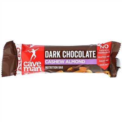 Caveman Foods, Nutrition Bars, Dark Chocolate, Cashew Almond, 12 Bars, 1.41 oz (40 g) Each