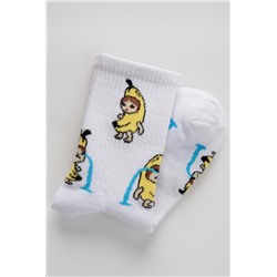 Носки женские Банана - кот (Белый)
