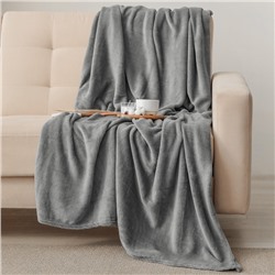 Плед «Этель», 150×200 см, корал-флис, серый