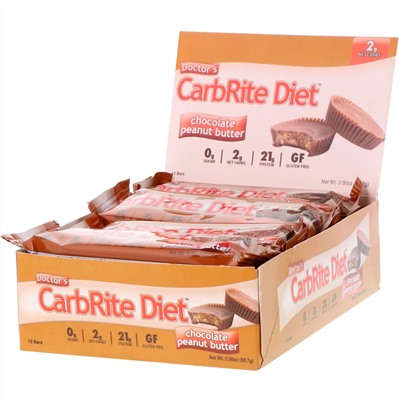 Universal Nutrition, Doctor's CarbRite Diet Bars, Chocolate Peanut Butter, 12 Bars, 2.00 oz (56.7 g) Each