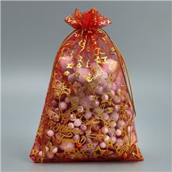 Мешочек подарочный органза «Новогодние игрушки», 16×24 см ± 1.5 см