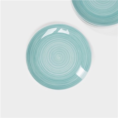 УЦЕНКА Набор фарфоровых тарелок Доляна «Палитра», d=19 см, 6 шт., бирюзовая