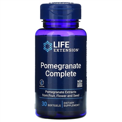 Life Extension, Pomegranate Complete, гранатовый комплекс, 30 капсул