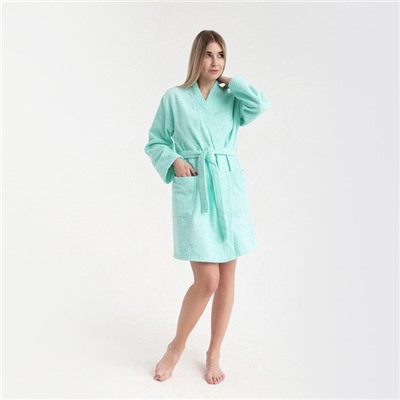 Халат махровый Экономь и Я женский, размер 46-48 цвет нежно-бирюзовый, 100% хлопок, 320 г/м²
