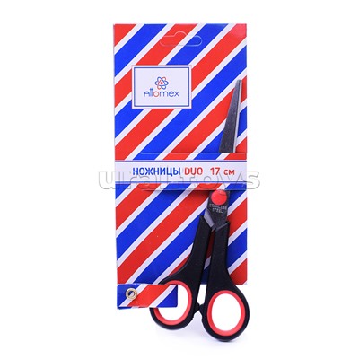 Ножницы канцелярские "Attomex. Duo" 17 см, двухцветные прорезиненные кольца, в картонном блистере