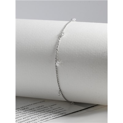 Браслет на ногу из серебра с фианитами родированный 561015_001