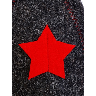 Шапка для бани и сауны «Будёновка», полиэфир, шерсть, серая