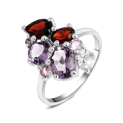 Кольцо, аметист , гранат , морганит, Юг