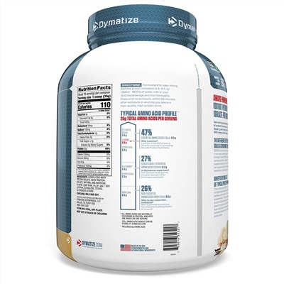 Dymatize Nutrition, ISO100 гидролизат, 100%-ный изолят сывороточного протеина, изысканная ваниль, 5 фунтов (2,3 кг)