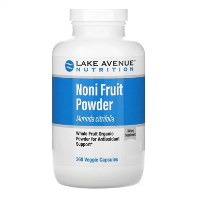 Lake Avenue Nutrition, порошок из нони, органический порошок из цельных плодов, 360 вегетарианских капсул