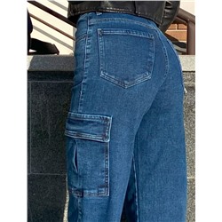 Джинсы трубы карго с карманами