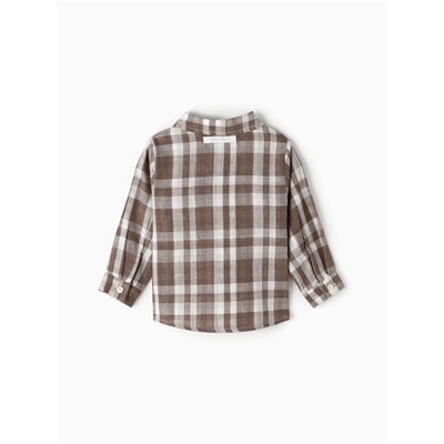 Рубашка для мальчика Крошка Я Муслин, рост 80-86 см, коричневая