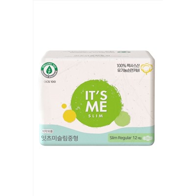 IT'S ME Прокладки женские гигиенические с крылышками / Slim Organic Cotton Pads Regular, 250 мм, 3 капли, 12 шт. KRISTALLER, 1110075