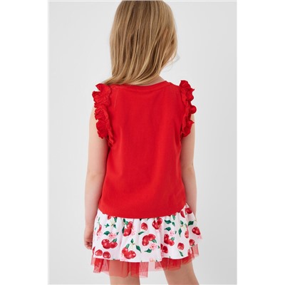 Комплект трикотажный для девочек: джемпер (футболка без рукавов), юбка-шорты PLAYTODAY, 1242845