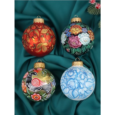 Набор из 4-х ёлочных шаров d=10 см «Блики счастья»