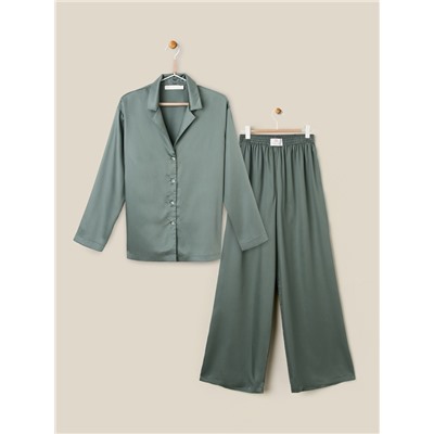 Пижама женская (рубашка, брюки) SL HOME Tensel Home, размер 52-54, зелёная