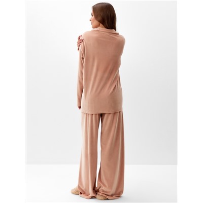Пижама женская (рубашка, брюки) KAFTAN Plushy, размер 52-54, бежевая