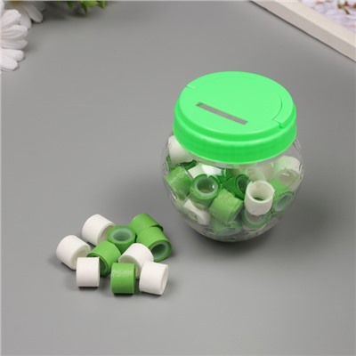 Клейкая лента пластик в банке «Белый и зелёный», набор 40 шт., 1.2 см, дл. 0.9 м, 7×7×9 см