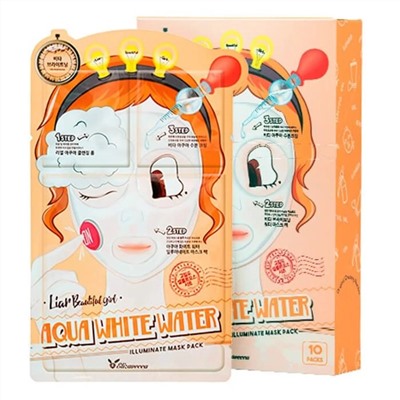 Elizavecca Трёхступенчатая увлажняющая тканевая маска для лица / 3-Step Aqua White Water Illuminate Mask Sheet, 29 мл 14929