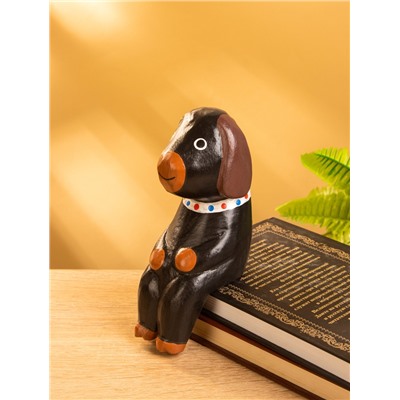 Сувенир «Щенок сидячий», 5×7×15 см, дерево, чёрный