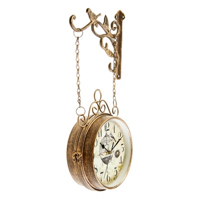 Часы настенные интерьерные «Птичка в клетке», двусторонние, на подвесе, бесшумные, плавный ход, 23×44 см, d=17 см